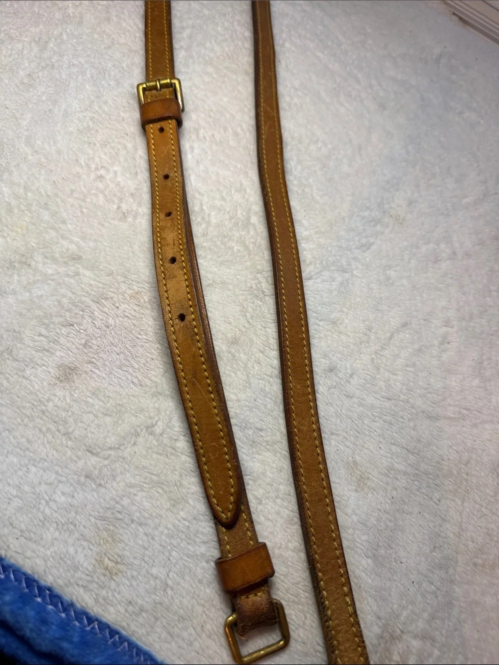 Authentic Louis Vuitton Shoulder Strap for Bags/Accessories Beige Leather Gold